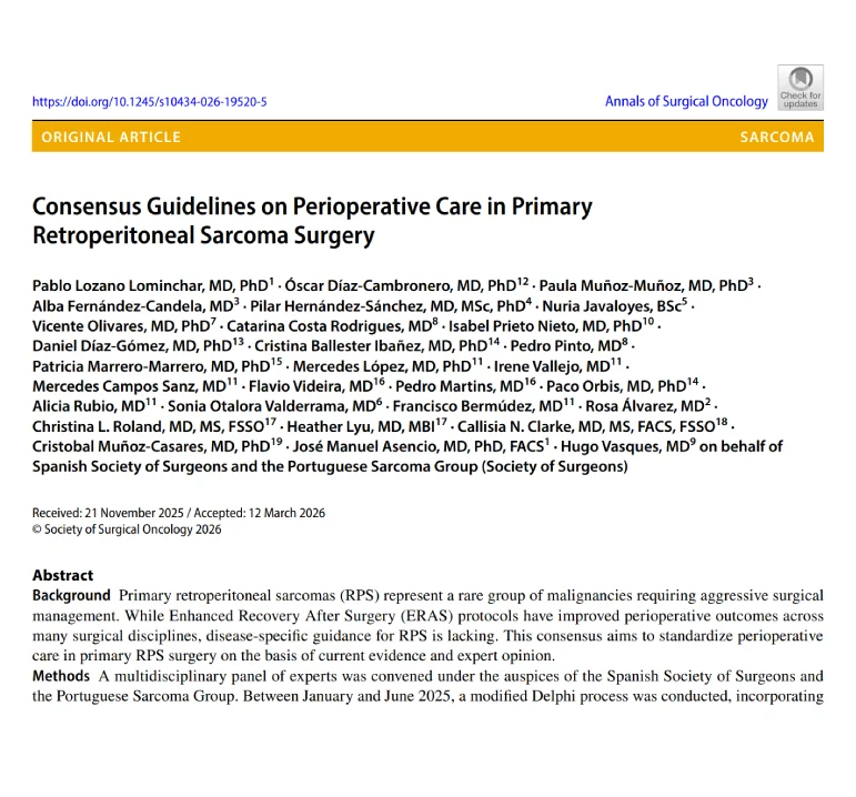 Consenso ERAS en cirugía de sarcoma retroperitoneal primario