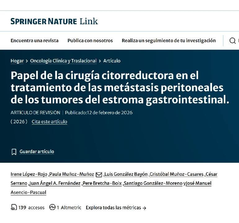 Cytoreductive surgery for peritoneal metastases in GIST — Clinical and Translational Oncology study (2026)